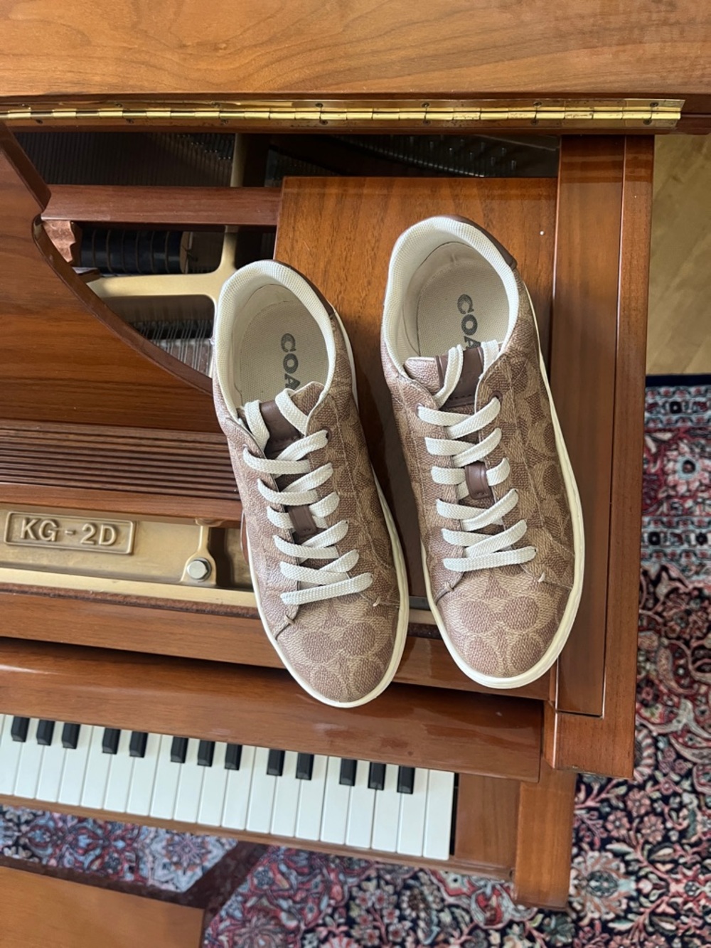 Coach Monogram Low-Top Sneakers in Brown and Chalk